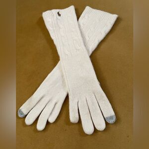 POLO Ralph Lauren Cable Knit Long Gloves Wool Blend Cream